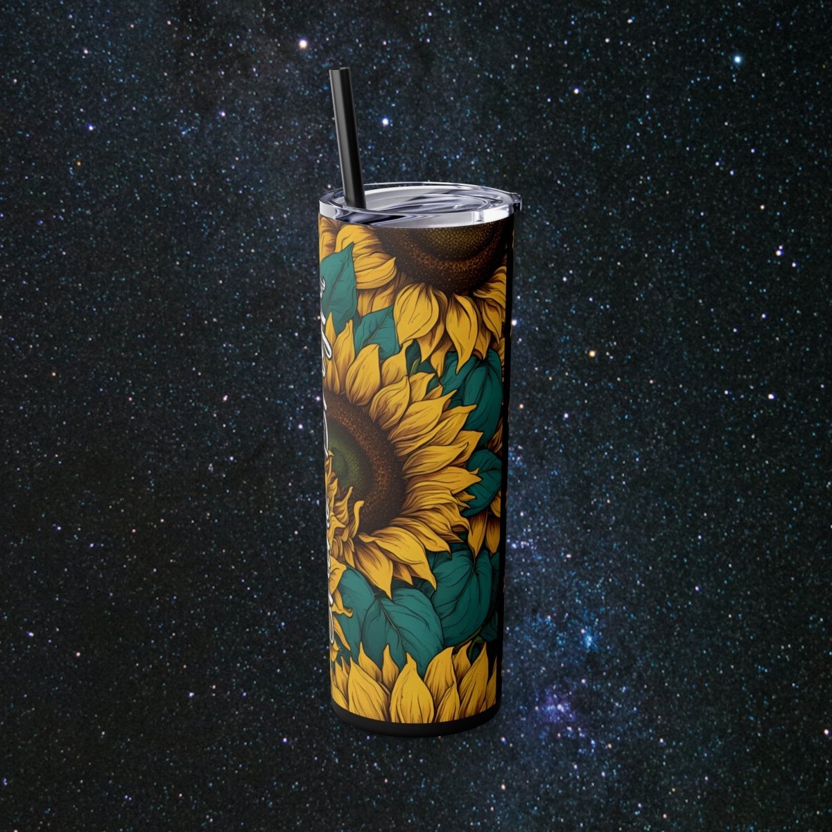 Sunflower Vibes Glossy Tumbler - MindLight Apparel - Sunflower Vibes Glossy Tumbler - Matte - Black -
