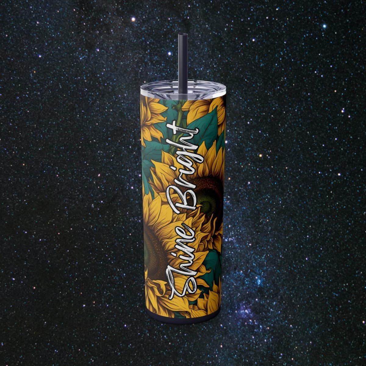 Sunflower Vibes Glossy Tumbler - MindLight Apparel - Sunflower Vibes Glossy Tumbler - Glossy - Midnight -