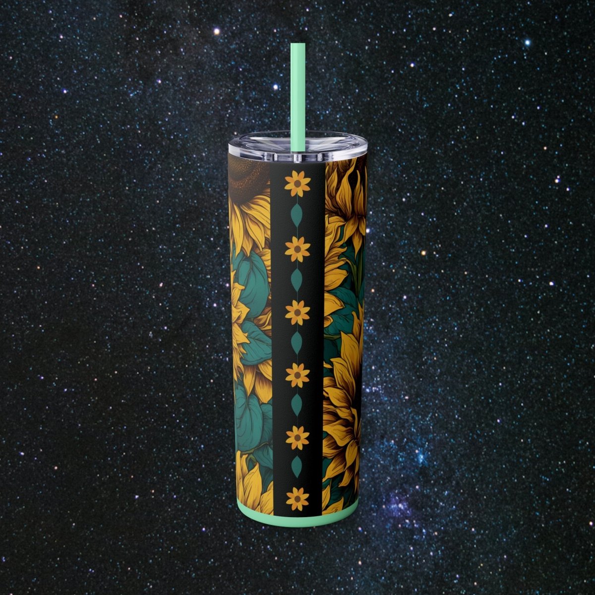 Sunflower Vibes Glossy Tumbler - MindLight Apparel - Sunflower Vibes Glossy Tumbler - Matte - Black -