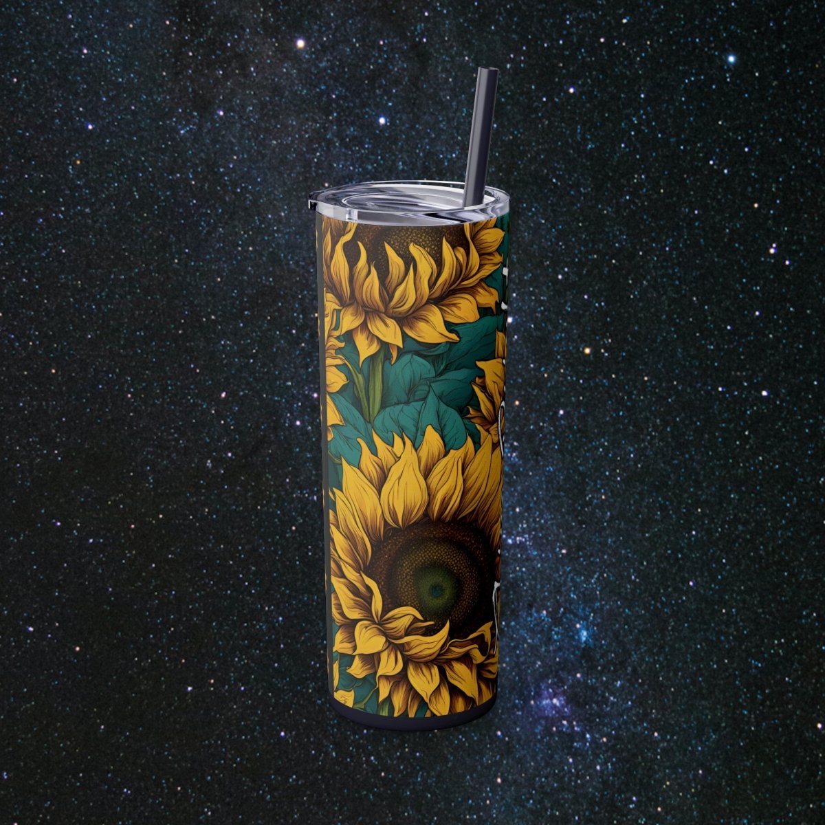 Sunflower Vibes Glossy Tumbler - MindLight Apparel - Sunflower Vibes Glossy Tumbler - Matte - Black -