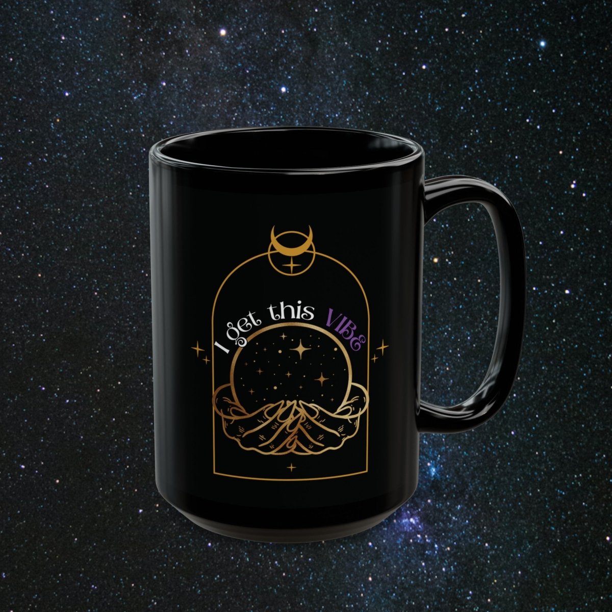 'Vibes' Black Mug - MindLight Apparel - 'Vibes' Black Mug - 15oz - -