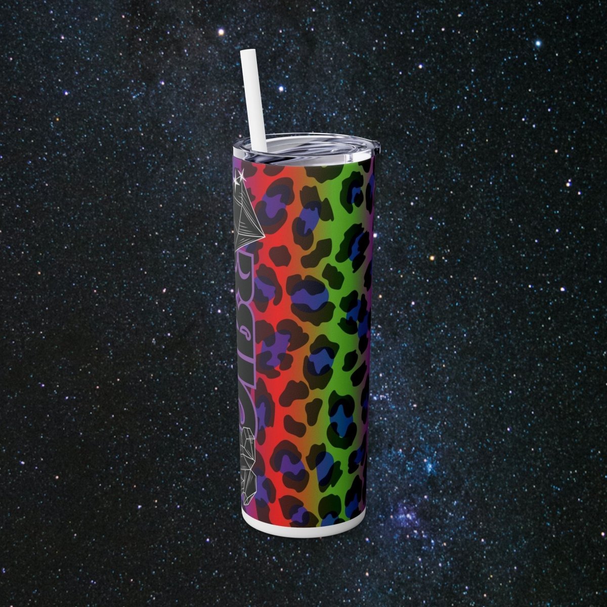 Vibes Rainbow Leopard Tumbler - MindLight Apparel - Vibes Rainbow Leopard Tumbler - Matte - Black -