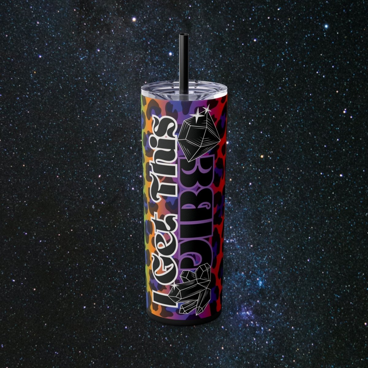 Vibes Rainbow Leopard Tumbler - MindLight Apparel - Vibes Rainbow Leopard Tumbler - Matte - Black -