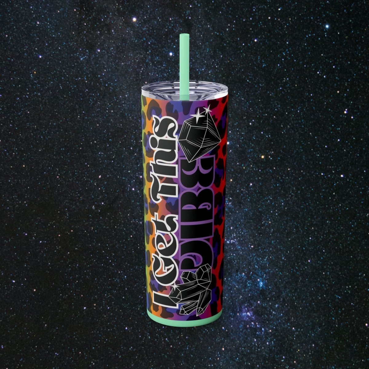 Vibes Rainbow Leopard Tumbler - MindLight Apparel - Vibes Rainbow Leopard Tumbler - Glossy - Mint -