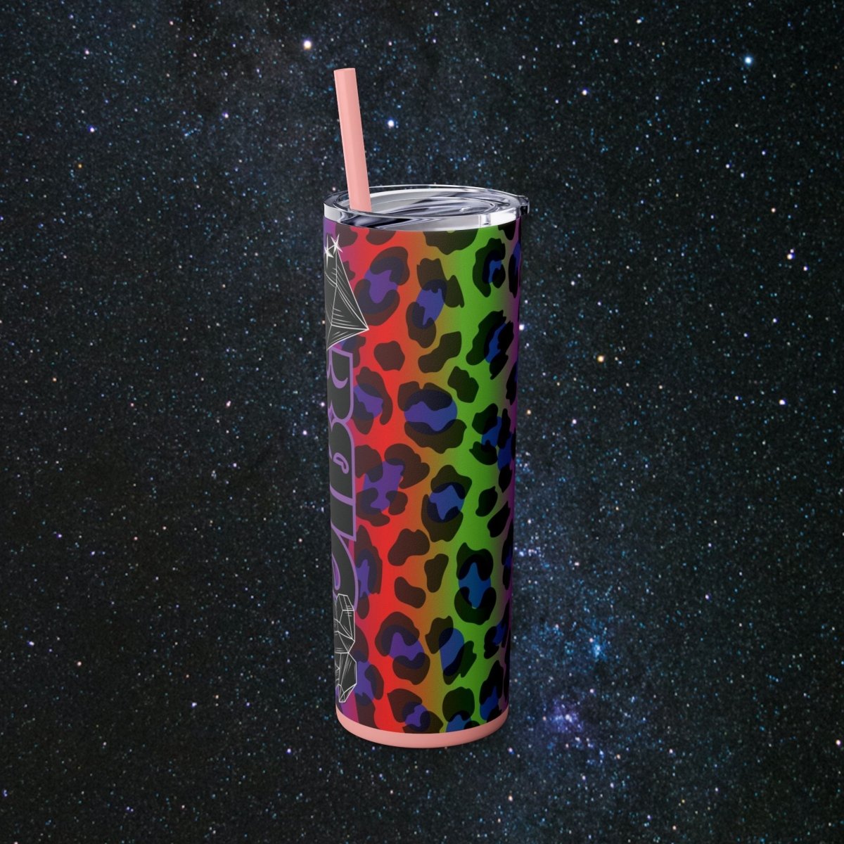 Vibes Rainbow Leopard Tumbler - MindLight Apparel - Vibes Rainbow Leopard Tumbler - Matte - Black -