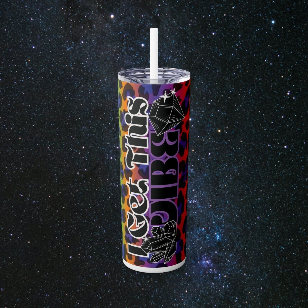 Vibes Rainbow Leopard Tumbler - MindLight Apparel - Vibes Rainbow Leopard Tumbler - Glossy - White -