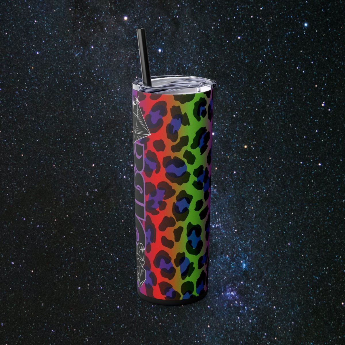 Vibes Rainbow Leopard Tumbler - MindLight Apparel - Vibes Rainbow Leopard Tumbler - Matte - Black -