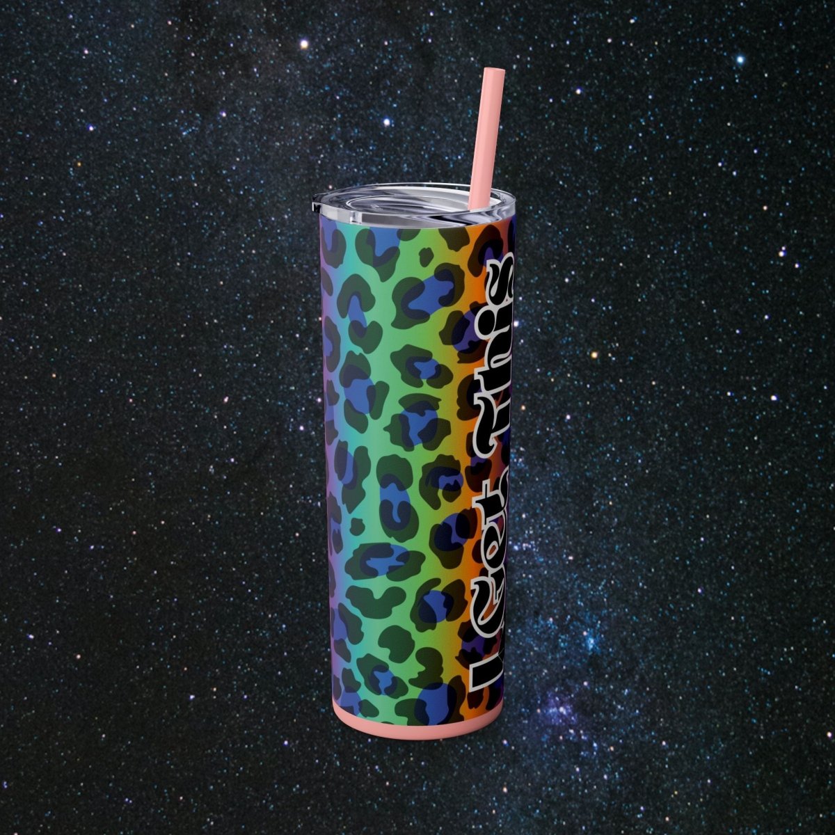 Vibes Rainbow Leopard Tumbler - MindLight Apparel - Vibes Rainbow Leopard Tumbler - Matte - Black -