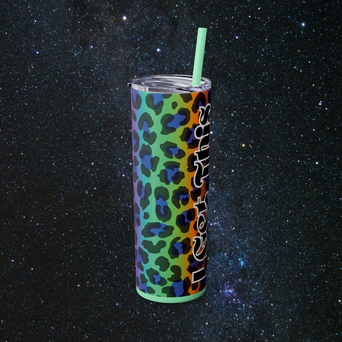 Vibes Rainbow Leopard Tumbler - MindLight Apparel - Vibes Rainbow Leopard Tumbler - Matte - Black -