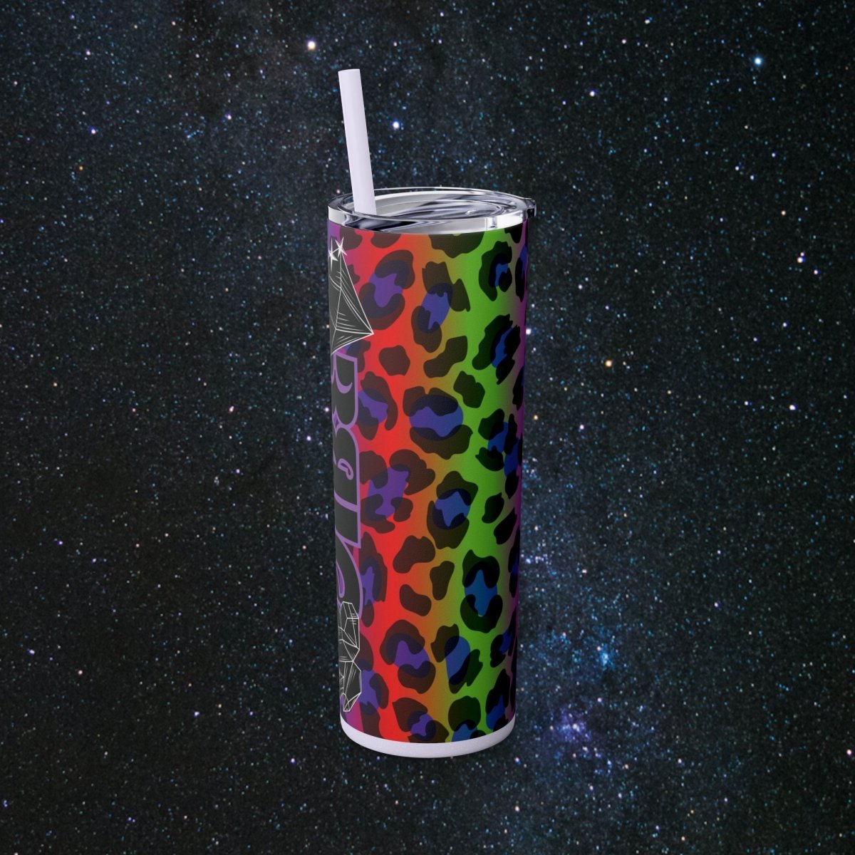 Vibes Rainbow Leopard Tumbler - MindLight Apparel - Vibes Rainbow Leopard Tumbler - Matte - Black -