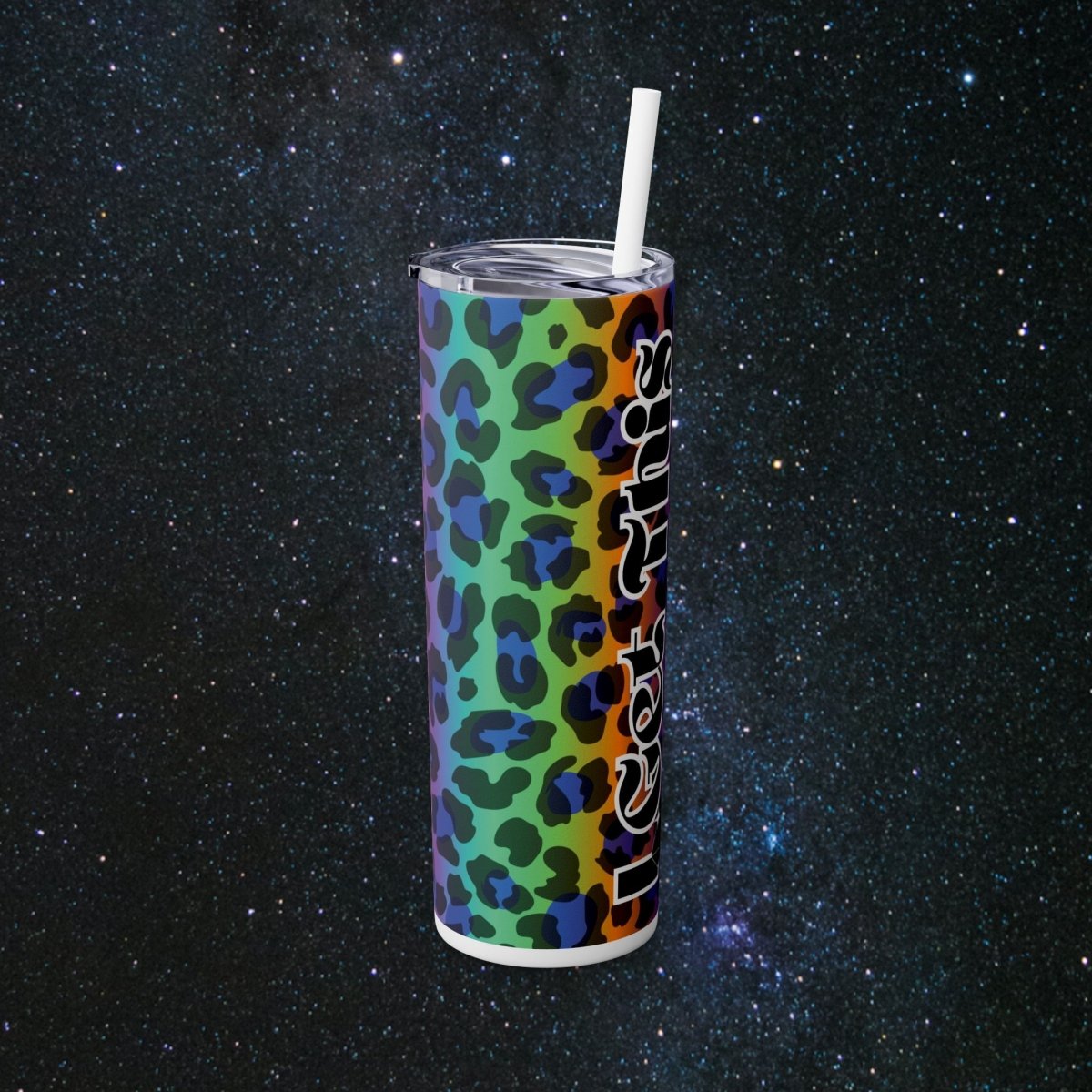 Vibes Rainbow Leopard Tumbler - MindLight Apparel - Vibes Rainbow Leopard Tumbler - Matte - Black -