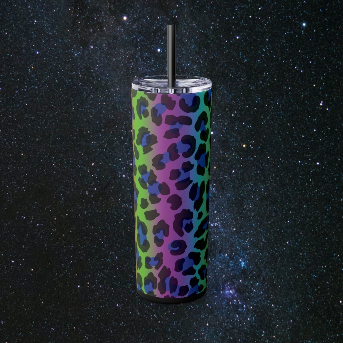 Vibes Rainbow Leopard Tumbler - MindLight Apparel - Vibes Rainbow Leopard Tumbler - Matte - Black -