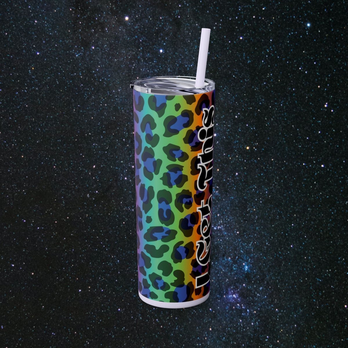 Vibes Rainbow Leopard Tumbler - MindLight Apparel - Vibes Rainbow Leopard Tumbler - Matte - Black -
