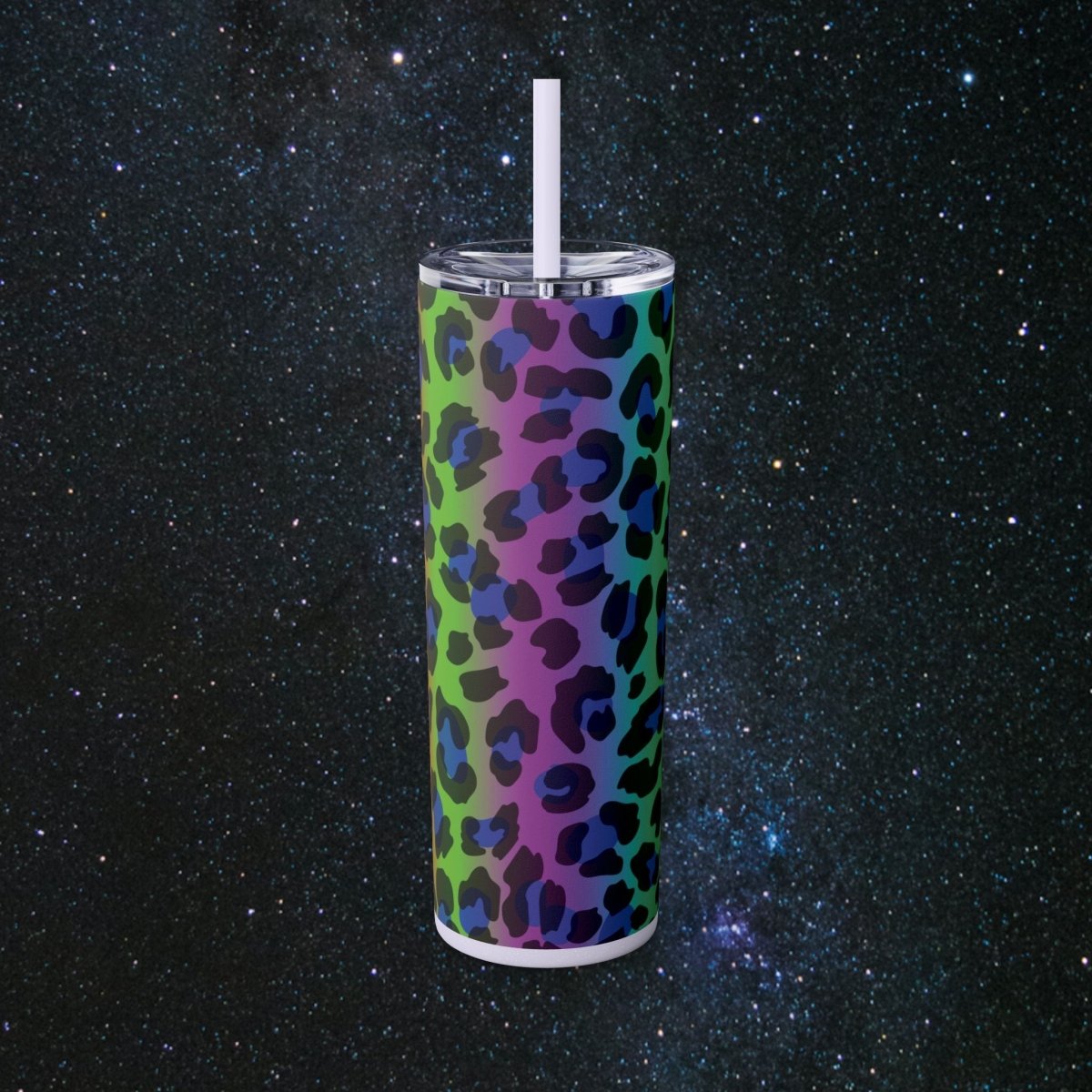 Vibes Rainbow Leopard Tumbler - MindLight Apparel - Vibes Rainbow Leopard Tumbler - Matte - Black -