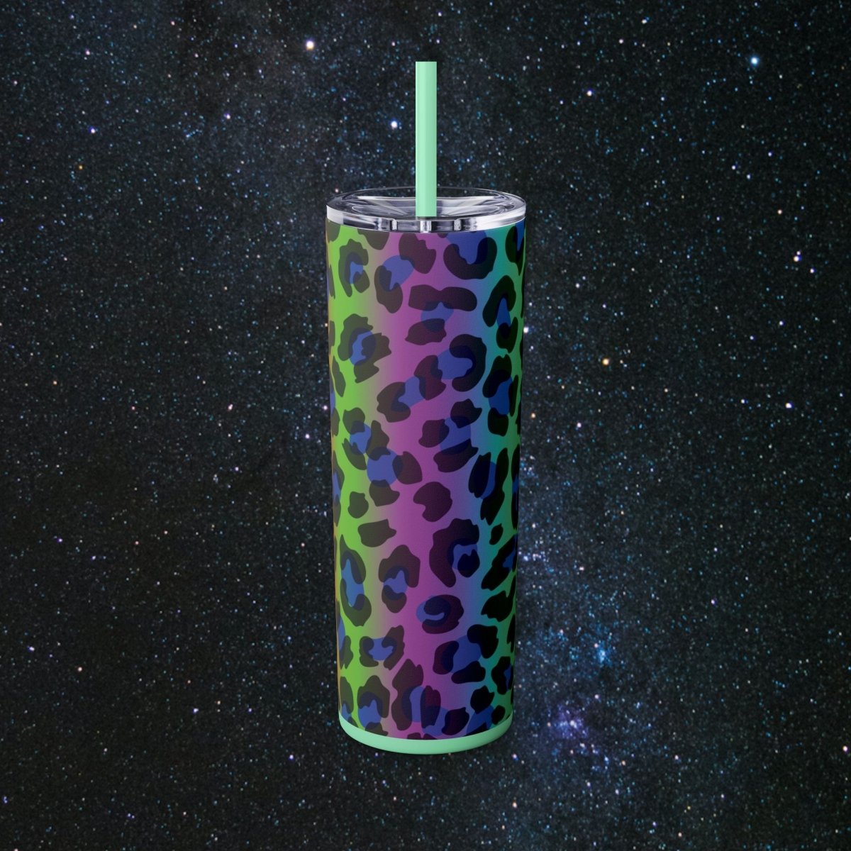 Vibes Rainbow Leopard Tumbler - MindLight Apparel - Vibes Rainbow Leopard Tumbler - Matte - Black -