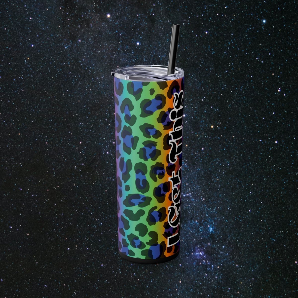 Vibes Rainbow Leopard Tumbler - MindLight Apparel - Vibes Rainbow Leopard Tumbler - Matte - Black -