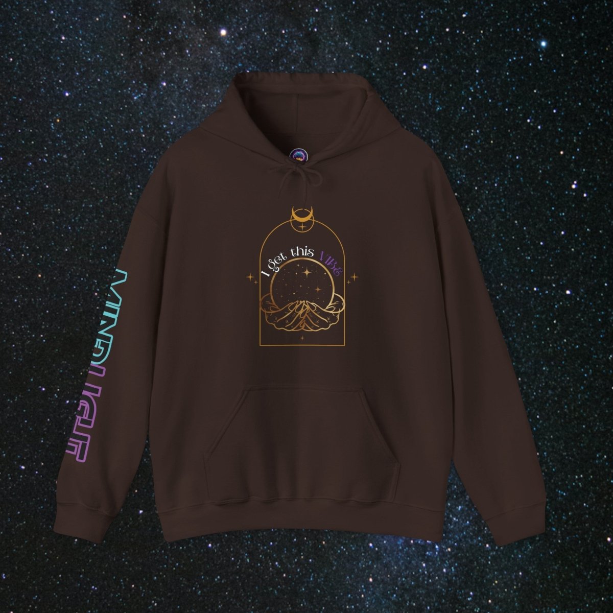 'Vibes' Women's Pullover Hoodie - MindLight Apparel - 'Vibes' Women's Pullover Hoodie - Dark Chocolate - S -