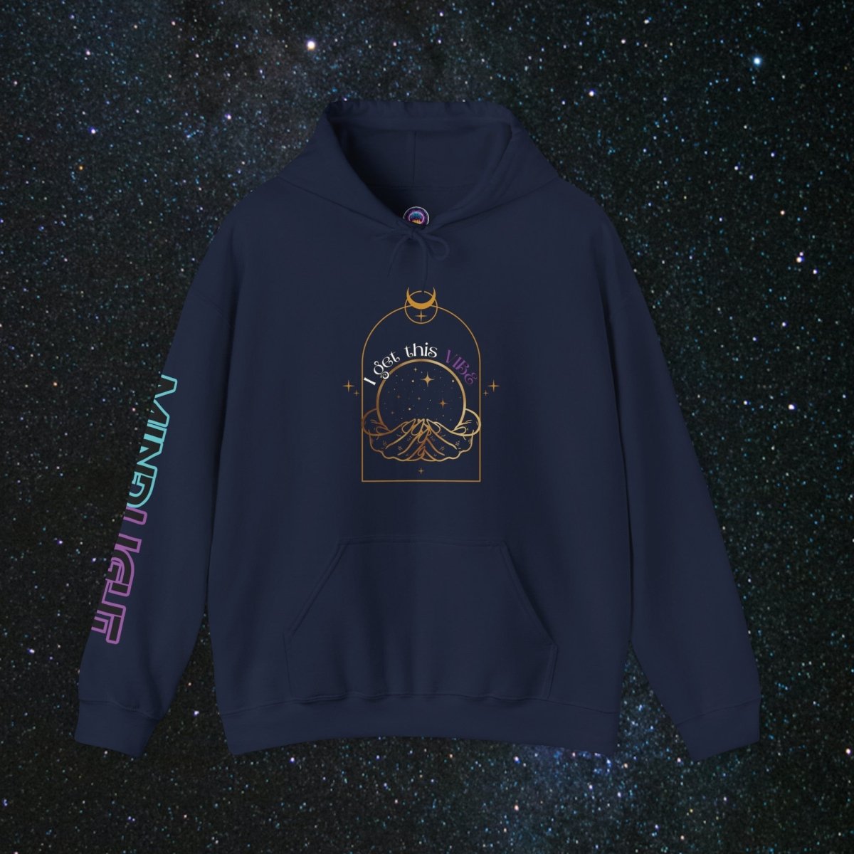 'Vibes' Women's Pullover Hoodie - MindLight Apparel - 'Vibes' Women's Pullover Hoodie - Navy - S -