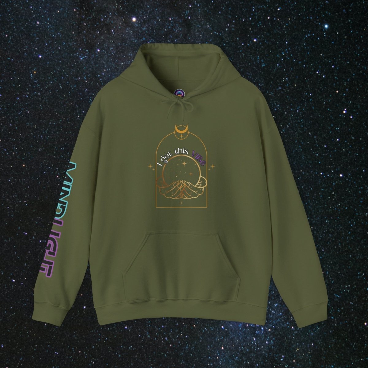 'Vibes' Women's Pullover Hoodie - MindLight Apparel - 'Vibes' Women's Pullover Hoodie - Military Green - S -