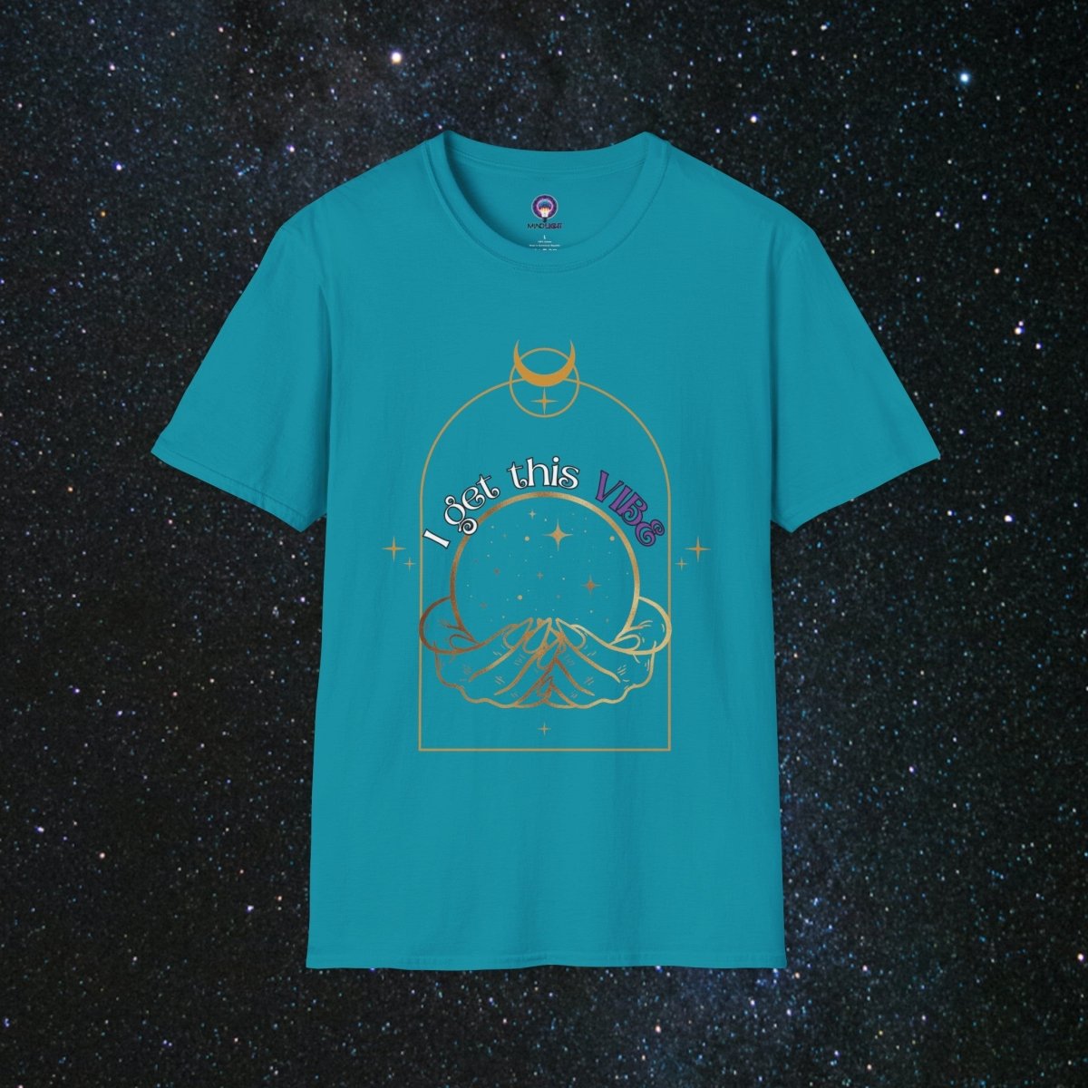 'Vibes' Women's Softstyle Tee - MindLight Apparel - 'Vibes' Women's Softstyle Tee - Tropical Blue - S -
