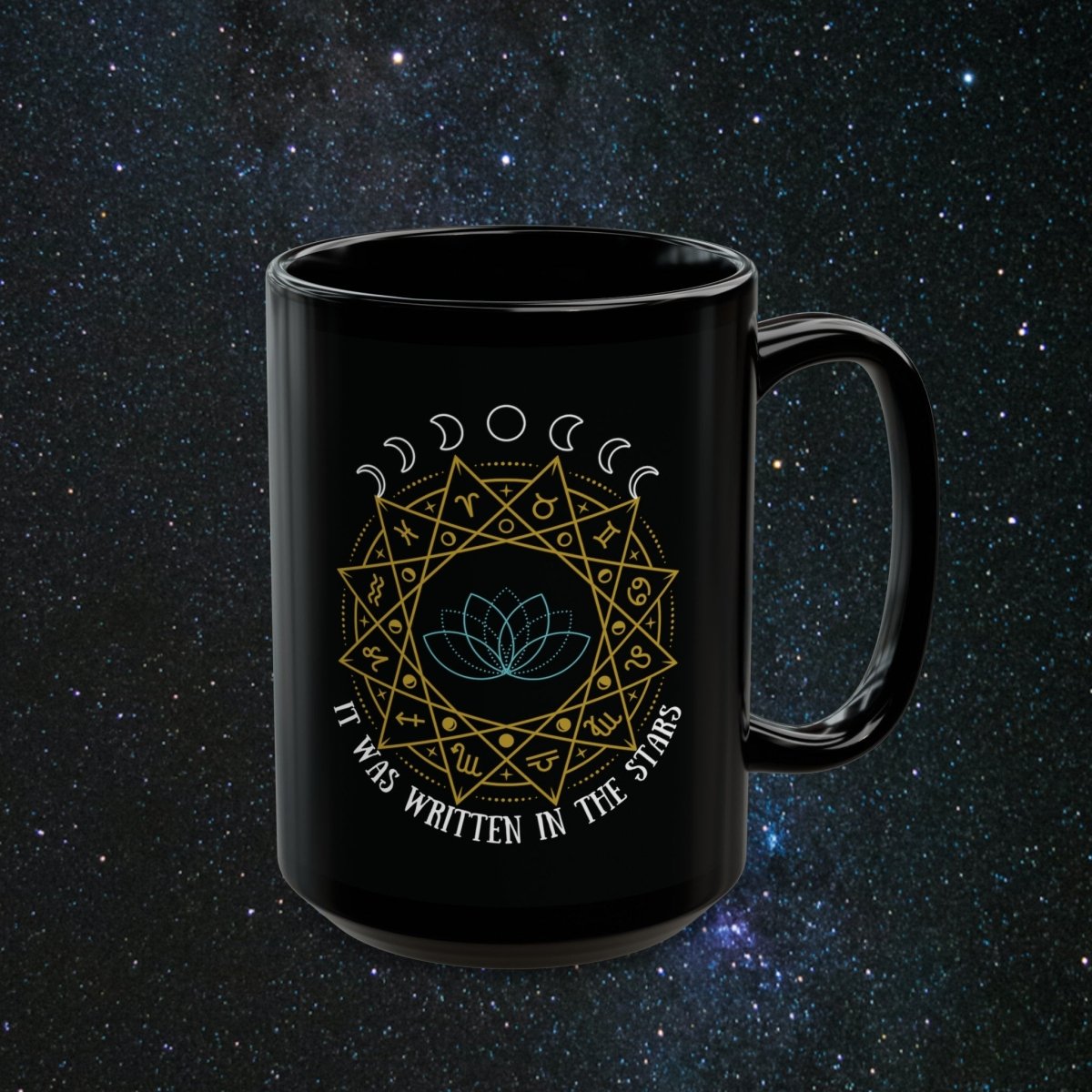 Written In The the Stars Black Mug - MindLight Apparel - Written In The the Stars Black Mug - 15oz - -