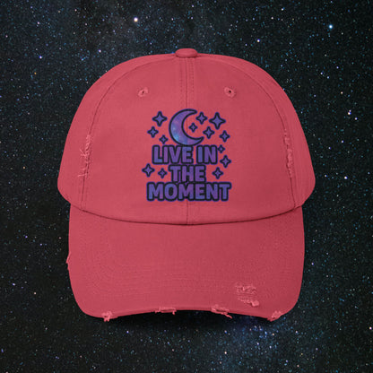 Live In The Moment Unisex Distressed Cap