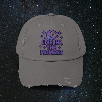 Live In The Moment Unisex Distressed Cap