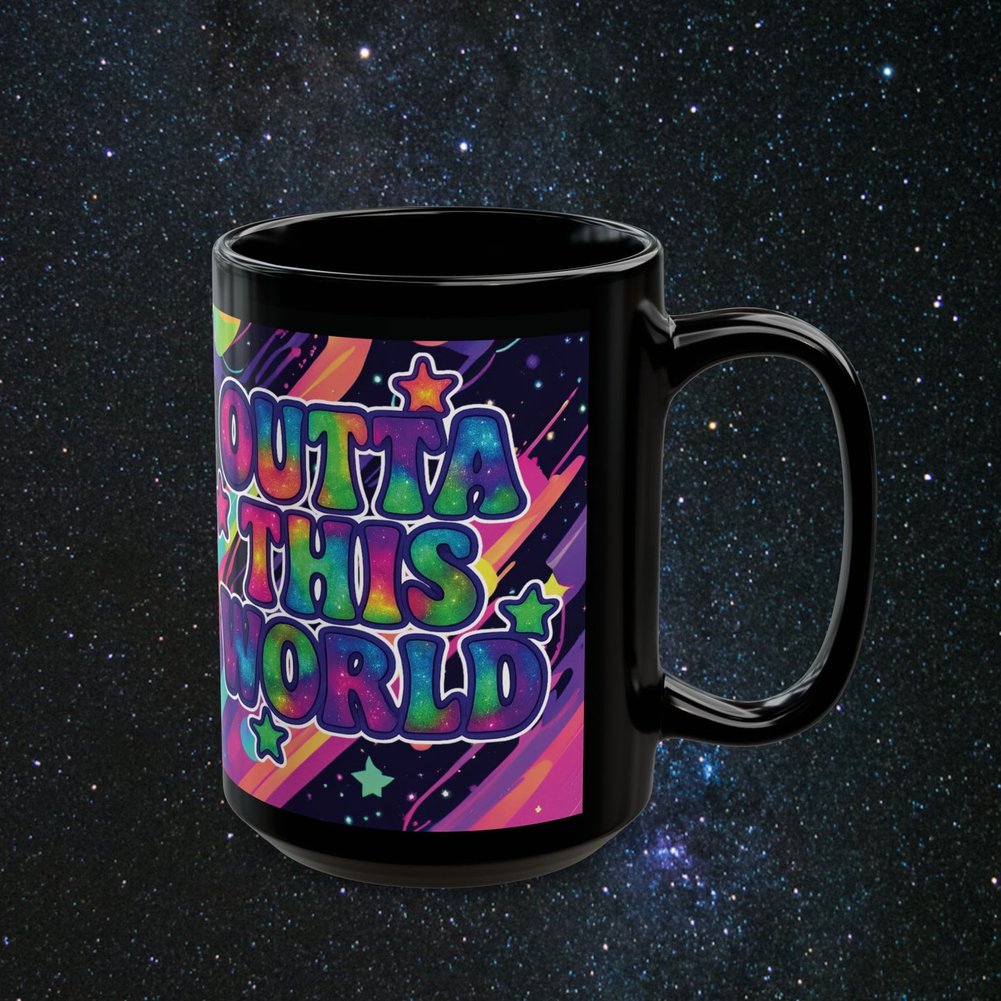 Outta This World Black Mug