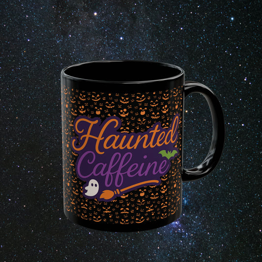 Haunted Caffeine Black Mug