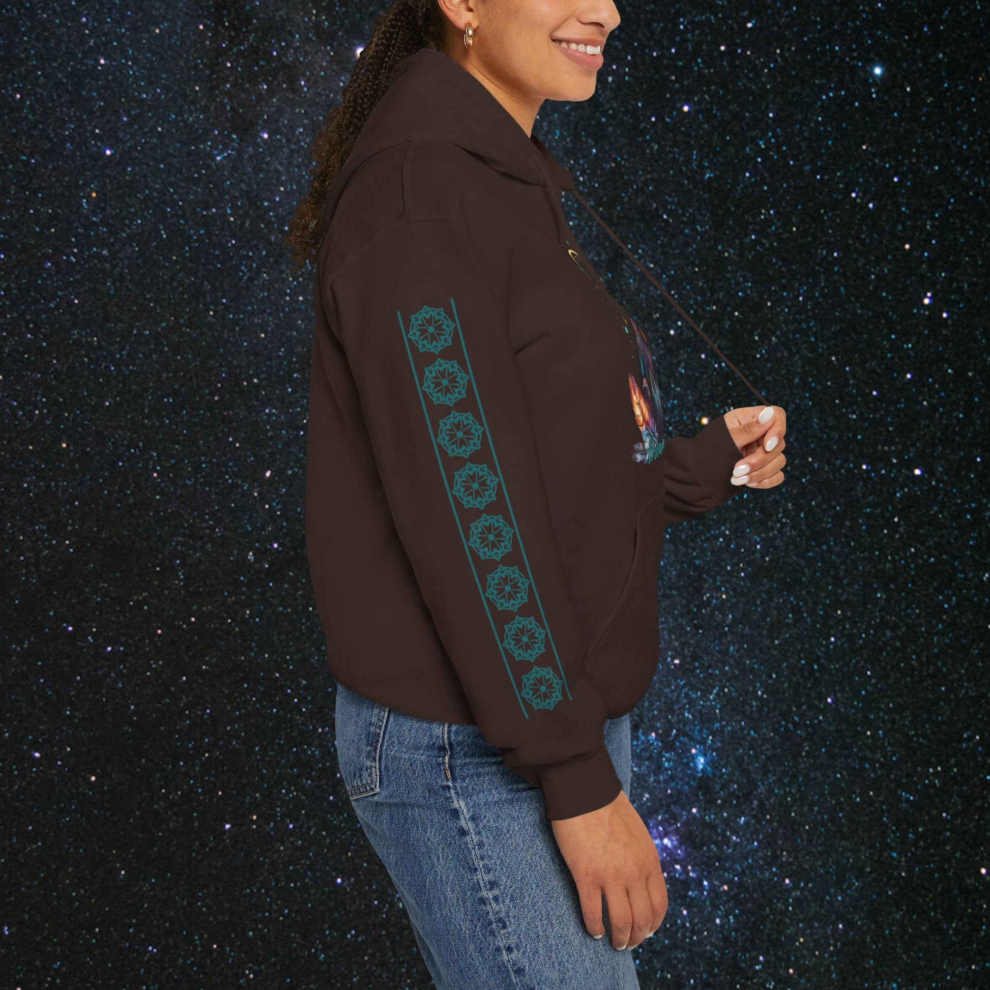 Cosmic Dream Walker - Women's Pullover Hoodie - MindLight Apparel - Cosmic Dream Walker - Women's Pullover Hoodie - Dark Chocolate - S - 