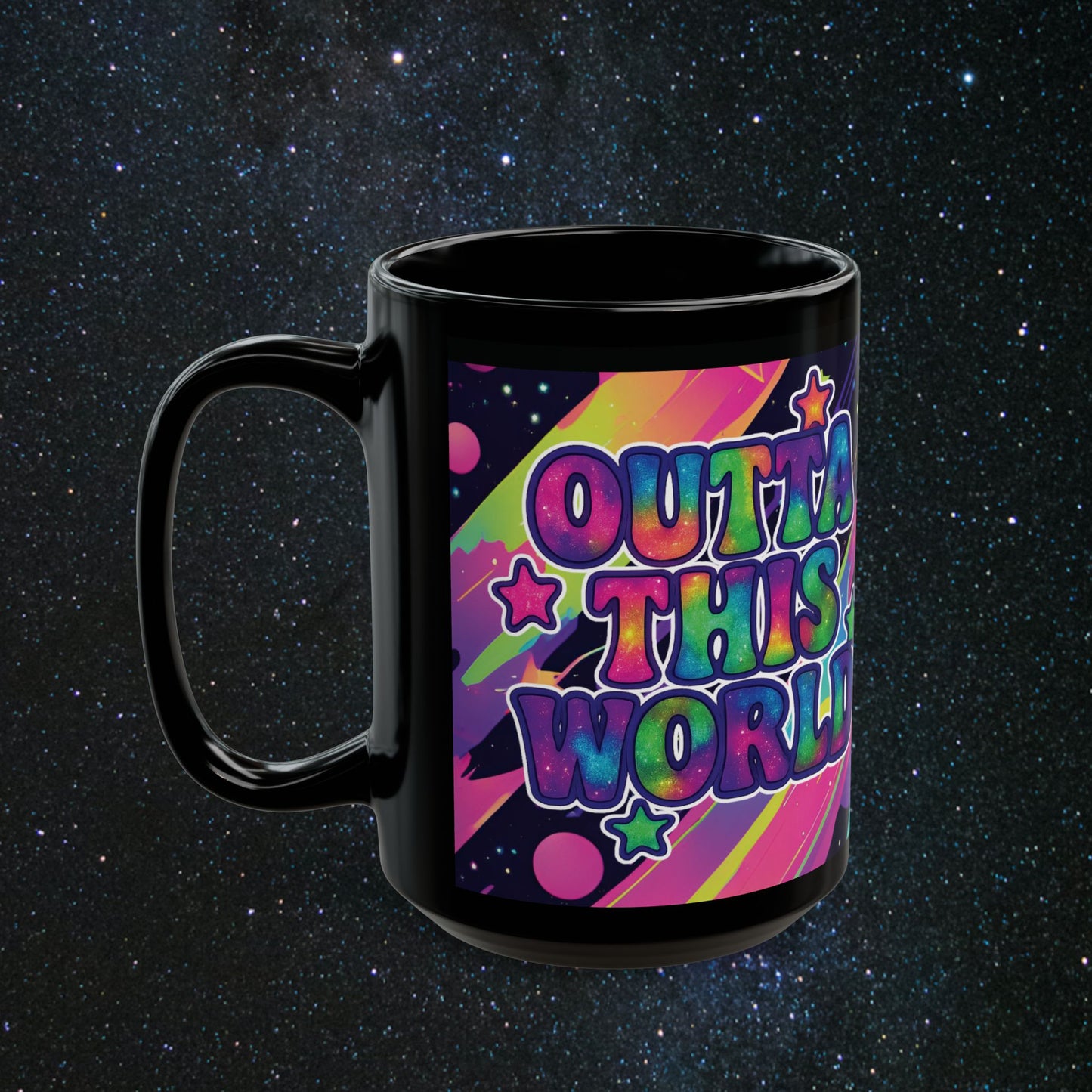 Outta This World Black Mug