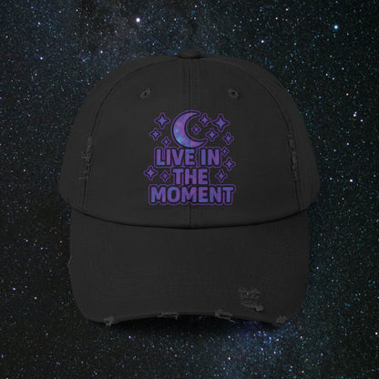 Live In The Moment Unisex Distressed Cap