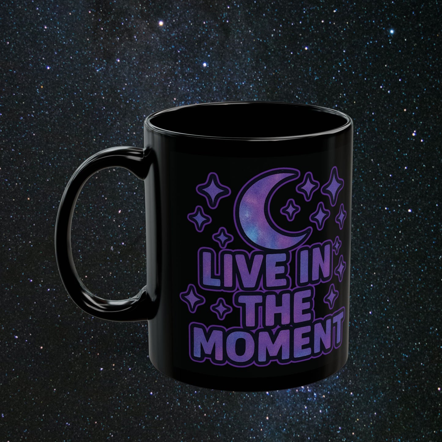 Live In The Moment Black Mug