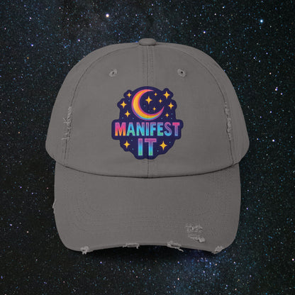 Manifest It Unisex Distressed Cap