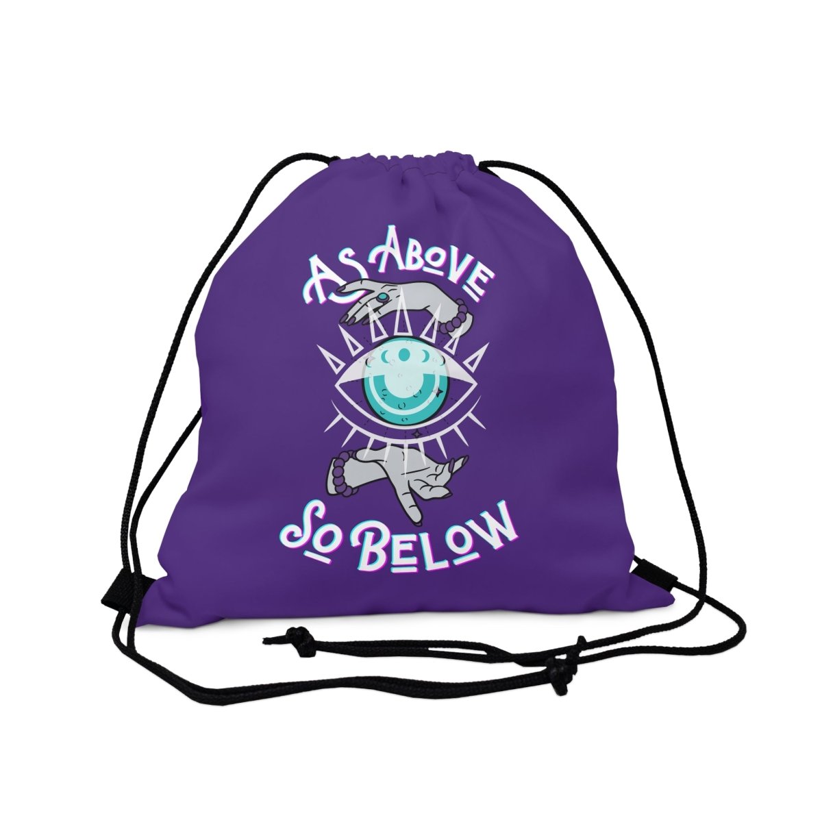 Above, So Below Drawstring Bag (Purple) - MindLight Apparel - Above, So Below Drawstring Bag (Purple) - 14” x 13” - -