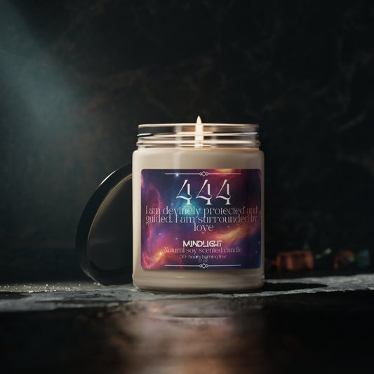Angel Numbers - 444 Protection Soy Candle, 9oz - MindLight Apparel - Angel Numbers - 444 Protection Soy Candle, 9oz - White Sage + Lavender - 9oz -