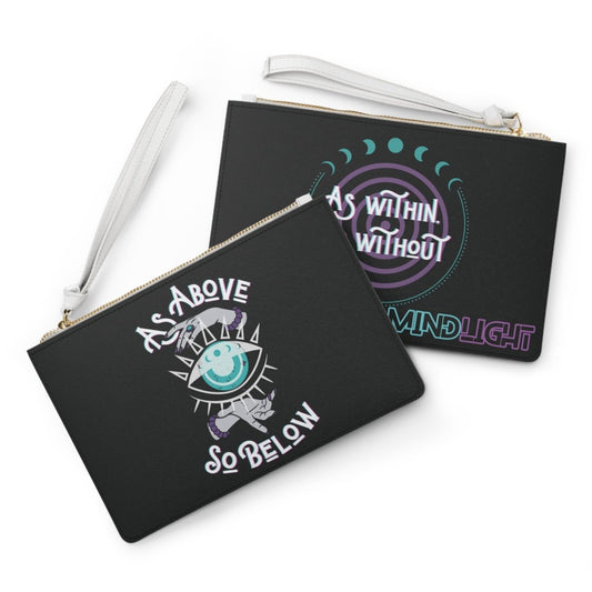 As Above, So Below Clutch Bag (Black) - MindLight Apparel - As Above, So Below Clutch Bag (Black) - One size - -