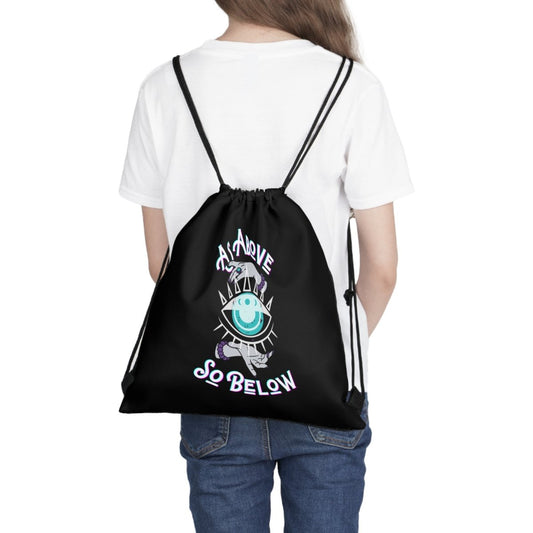 As Above, So Below Drawstring Bag (Black) - MindLight Apparel - As Above, So Below Drawstring Bag (Black) - 14” x 13” - -