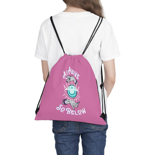 As Above, So Below Drawstring Bag (Pink) - MindLight Apparel - As Above, So Below Drawstring Bag (Pink) - 14” x 13” - -
