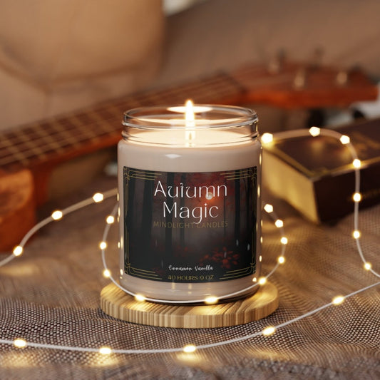 Autumn Magic - Cinnamon Vanilla Soy Candle, 9oz - MindLight Apparel - Autumn Magic - Cinnamon Vanilla Soy Candle, 9oz - Cinnamon Vanilla - 9oz -