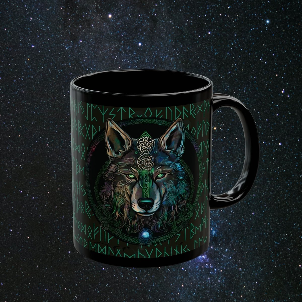 'Call of the Wolf' Black Mug - MindLight Apparel - 'Call of the Wolf' Black Mug - 11oz - 