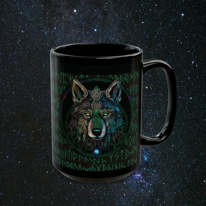 'Call of the Wolf' Black Mug - MindLight Apparel - 'Call of the Wolf' Black Mug - 15oz - 