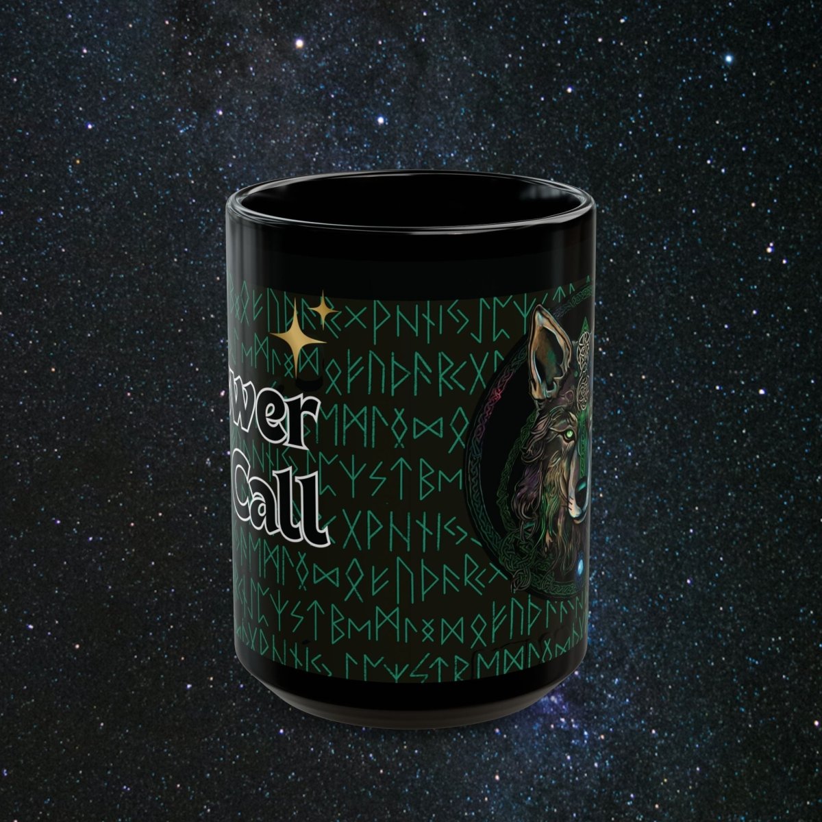 'Call of the Wolf' Black Mug - MindLight Apparel - 'Call of the Wolf' Black Mug - 15oz - 