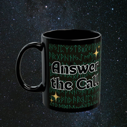 'Call of the Wolf' Black Mug - MindLight Apparel - 'Call of the Wolf' Black Mug - 15oz - 