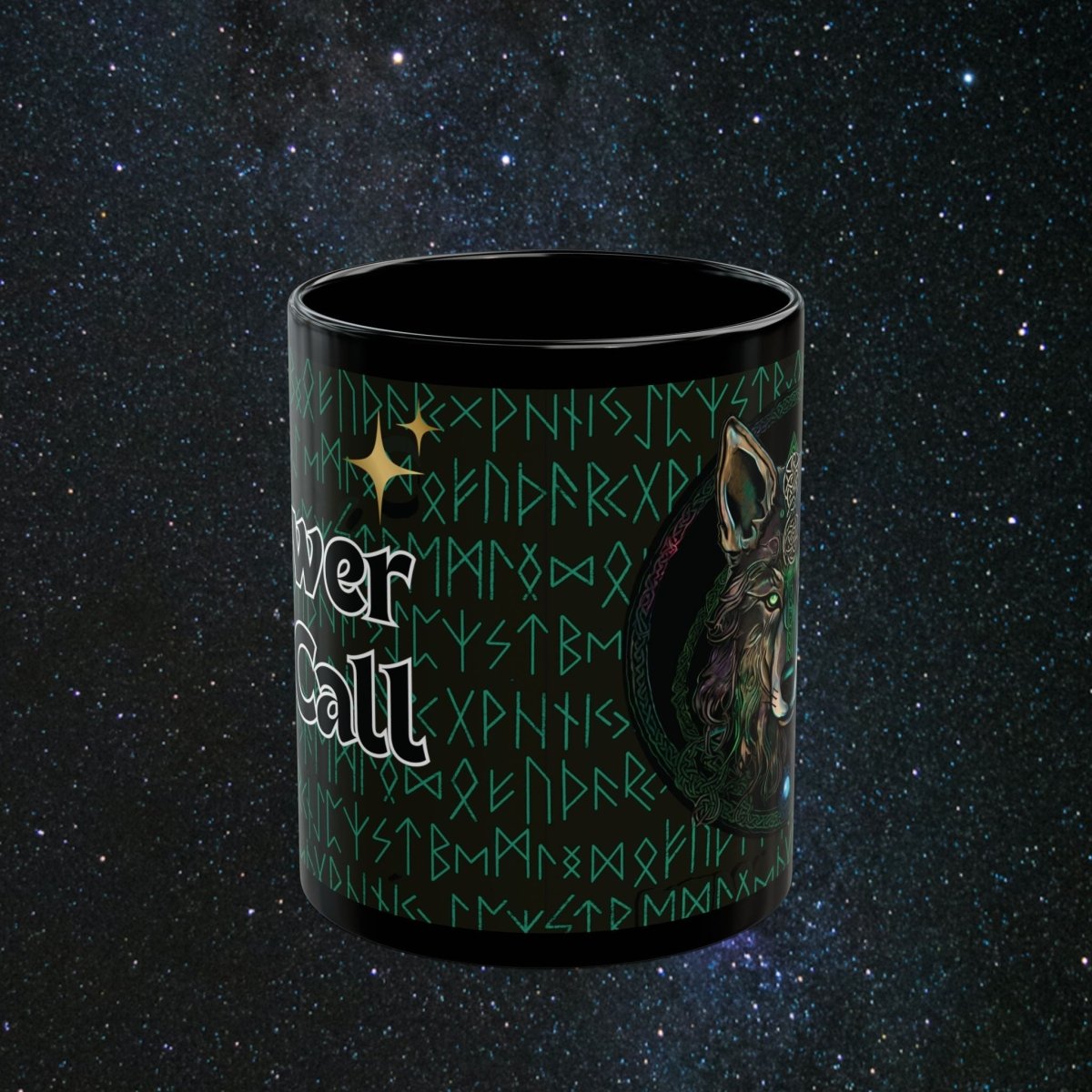 'Call of the Wolf' Black Mug - MindLight Apparel - 'Call of the Wolf' Black Mug - 15oz - 