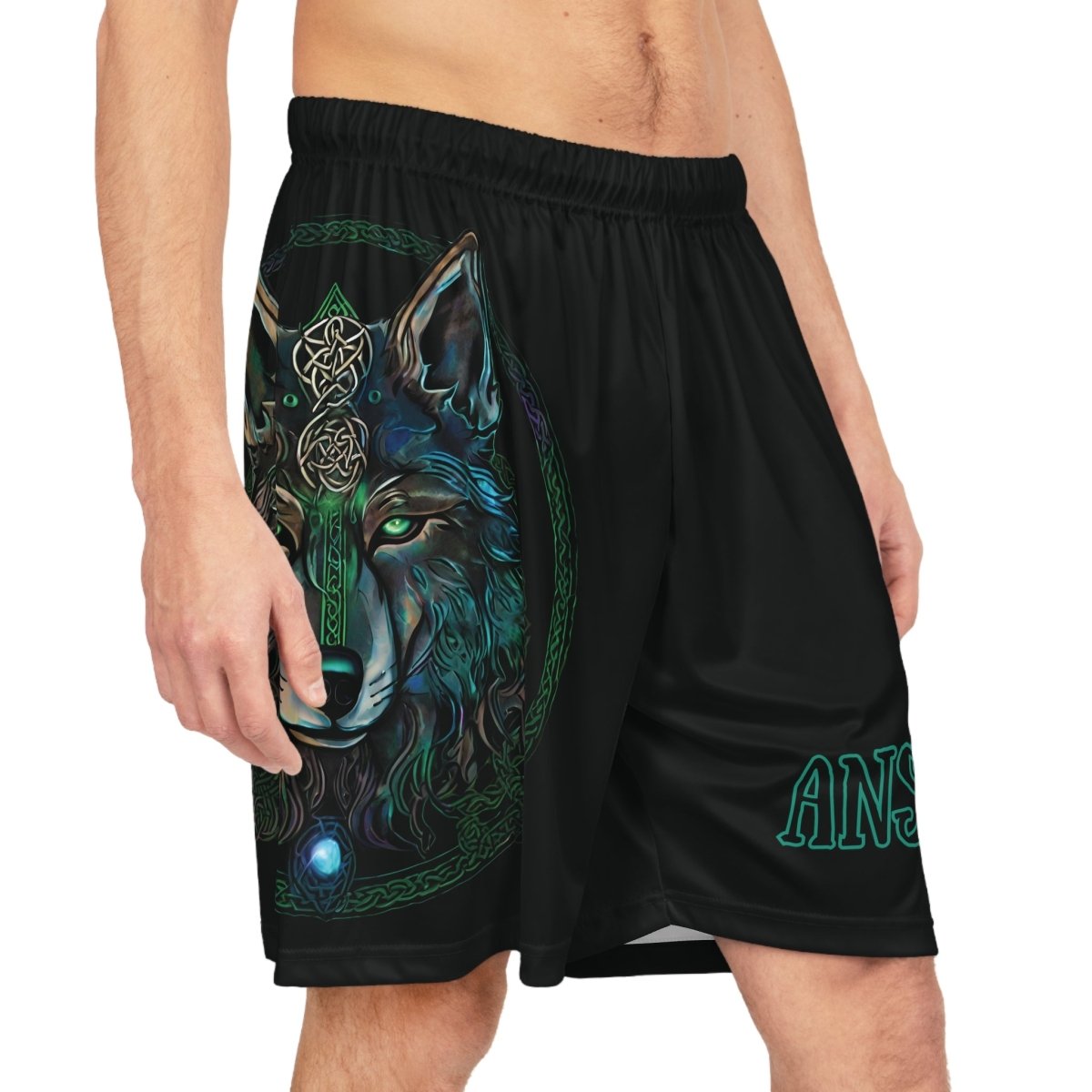 Call of the Wolf Men's Shorts - MindLight Apparel - Call of the Wolf Men's Shorts - Seam thread color automatically matched to design - XS -