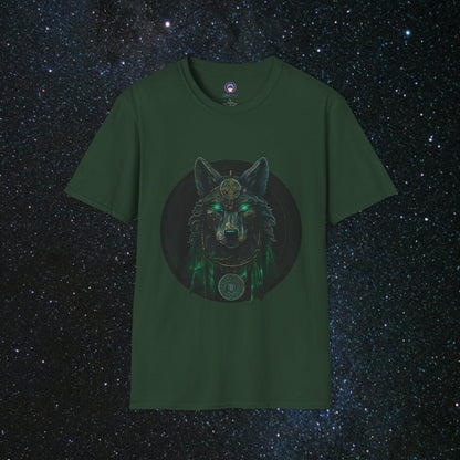 'Call of the Wolf' Mystical - Unisex Softstyle Tee - MindLight Apparel - 'Call of the Wolf' Mystical - Unisex Softstyle Tee - Forest Green - S -