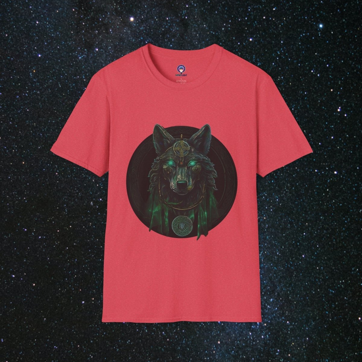 'Call of the Wolf' Mystical - Unisex Softstyle Tee - MindLight Apparel - 'Call of the Wolf' Mystical - Unisex Softstyle Tee - Heather Red - S -