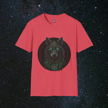 'Call of the Wolf' Mystical - Unisex Softstyle Tee - MindLight Apparel - 'Call of the Wolf' Mystical - Unisex Softstyle Tee - Heather Red - S -