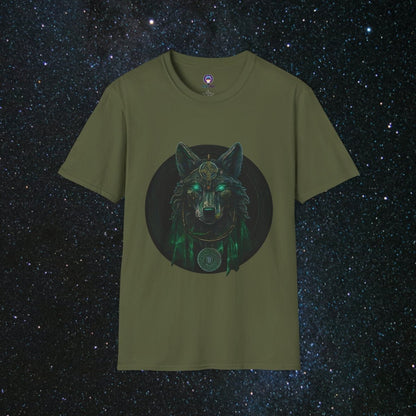 'Call of the Wolf' Mystical - Unisex Softstyle Tee - MindLight Apparel - 'Call of the Wolf' Mystical - Unisex Softstyle Tee - Military Green - S -